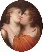 unknow artist Two lovers embracing oil painting